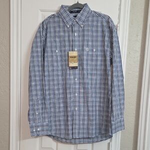 Wrangler George Strait Men's Western Blue Checkered Shirt